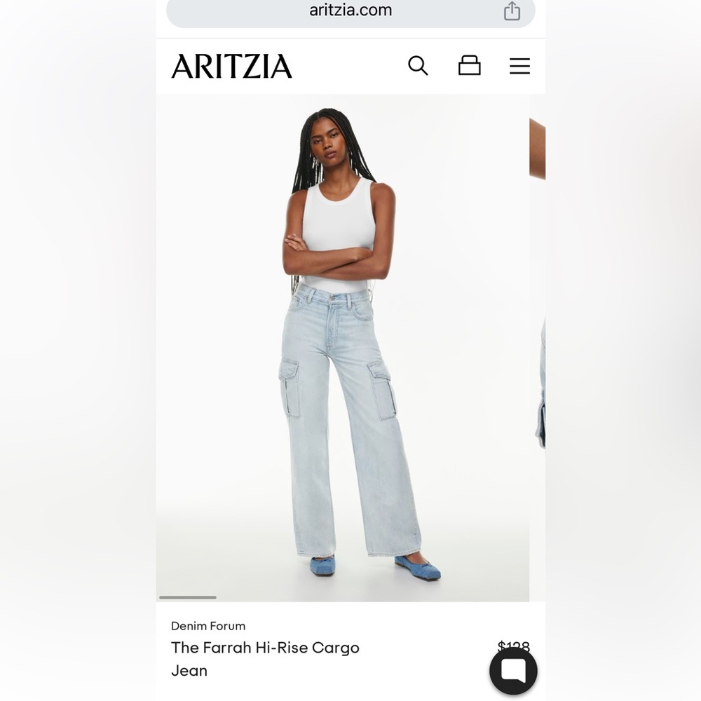 Aritzia Farrah high-rise cargo jean. Only worn once. Like-new condition.